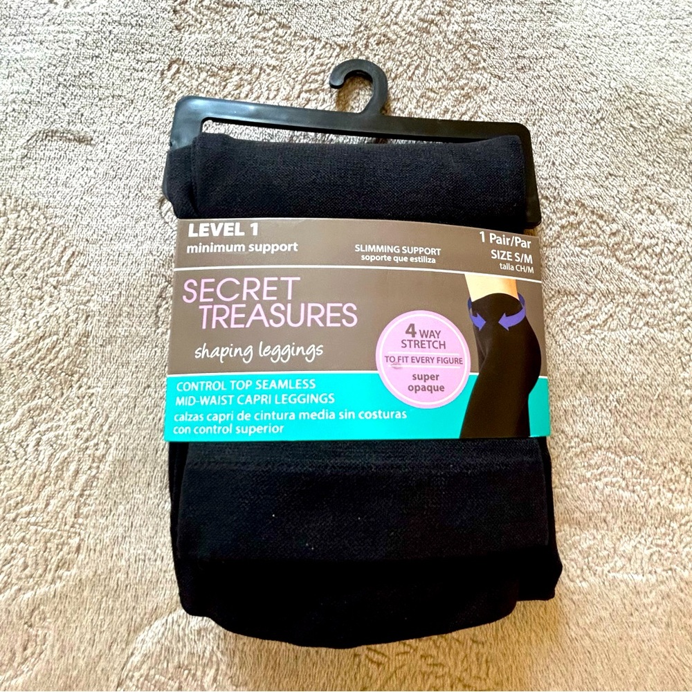 NWT Secret Treasures Slimming Control Top Shaping Capri Leggings Size S/M